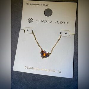 Kendra Scott x Target Heart Gold Necklace with Iridescent Faceted Stone